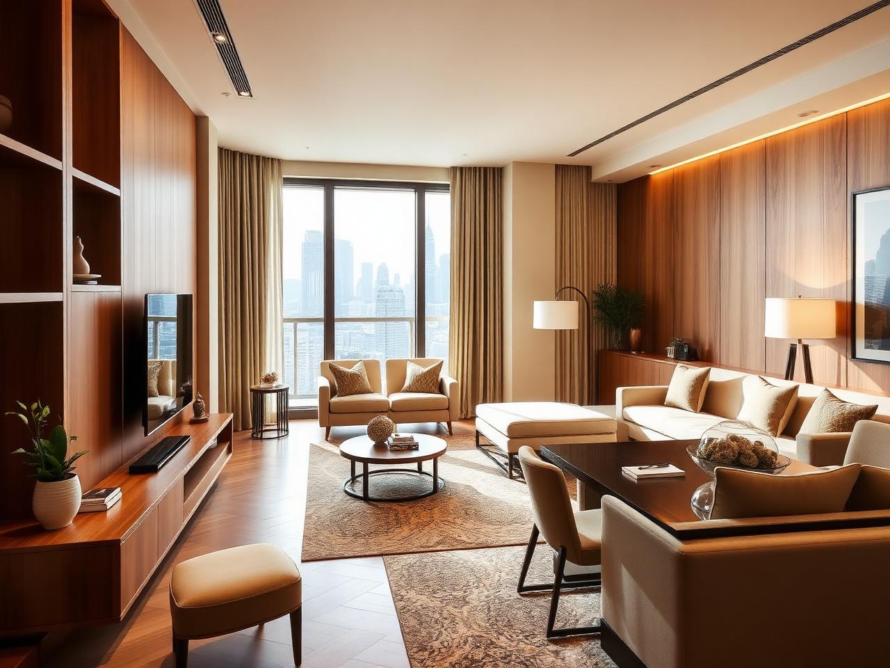 2 bed apartment living and dining area interior